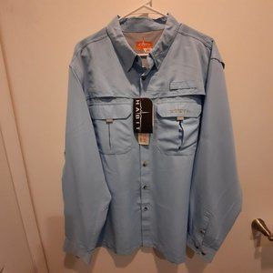 HABIT UPF 40+ Caped Back & Vented Blue fishing Shirt Men's Size XL NWT